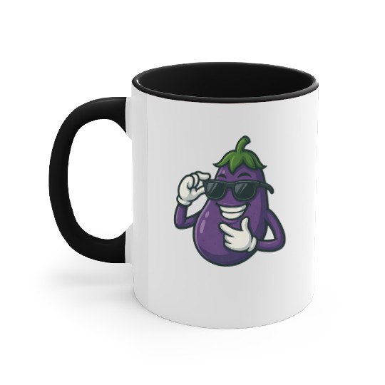 Cool eggplant vegetable design with sunglasses car Accent Mugs