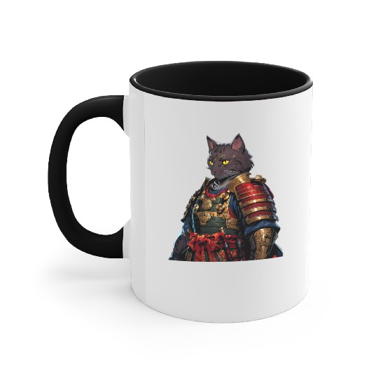 Warrior Cat in Armor Artwork Accent Mugs