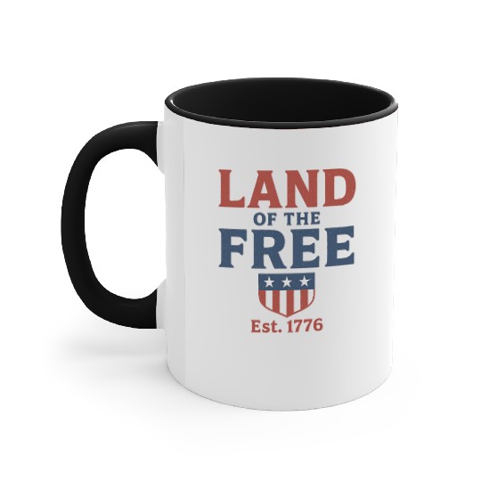 Land of the Free Patriotic Badge Accent Mugs