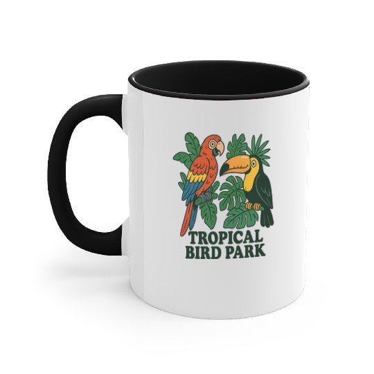 Tropical Bird Park Nature Illustration Accent Mugs