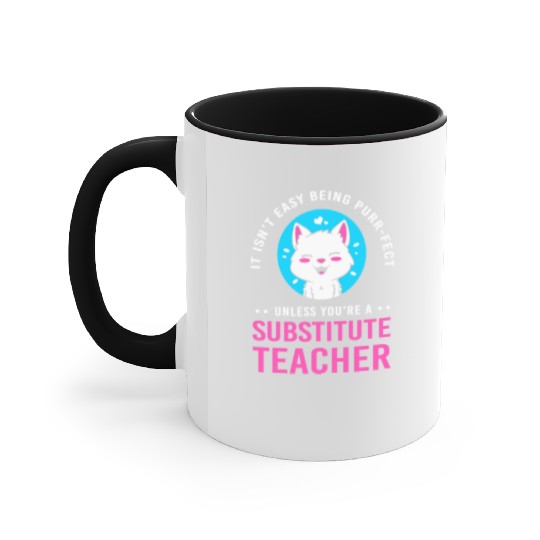 Substitute Teacher Cat Lover Accent Mugs