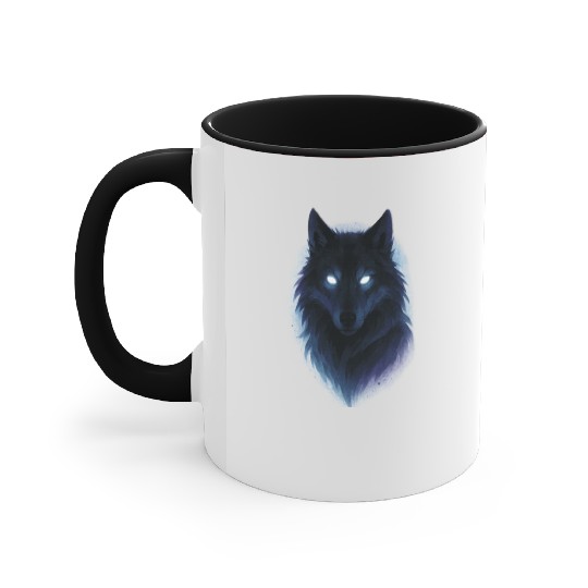 Enigmatic Howling Wolf Design Accent Mugs