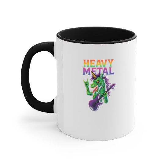 Heavy Metal Zombie Unicorn Accent Mugs