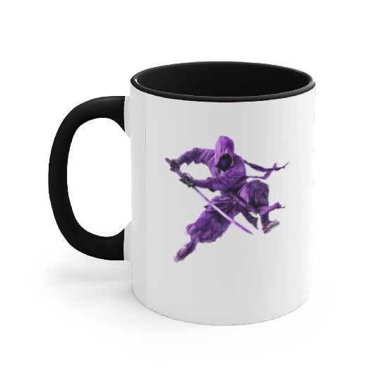 Stealthy Samurai in Purple Armor Accent Mugs