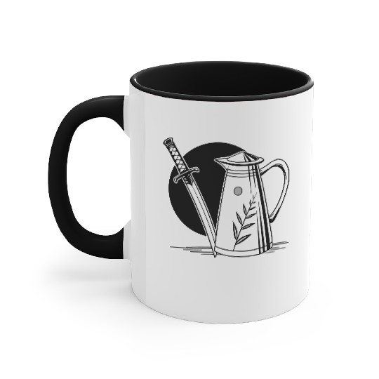 a milk frothing pitcher with a katana Accent Mugs