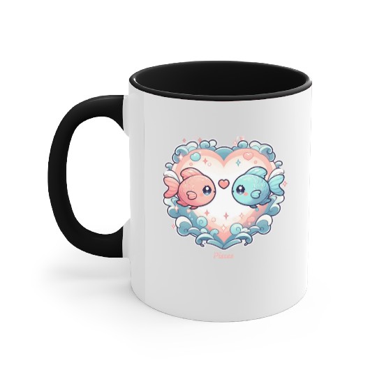 Celestial Pisces Love Heart Illustration Accent Mugs