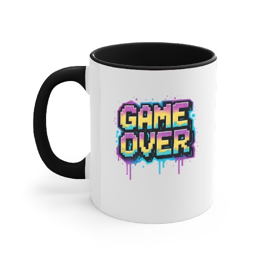 Pixelated Game Over Graffiti Design Accent Mugs