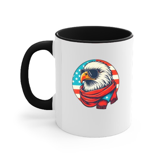 Patriotic Eagle with Sunglasses and Scarf Accent Mugs