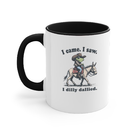 i cam i saw i dilly dallied Wild West Frog Cowboy Accent Mugs