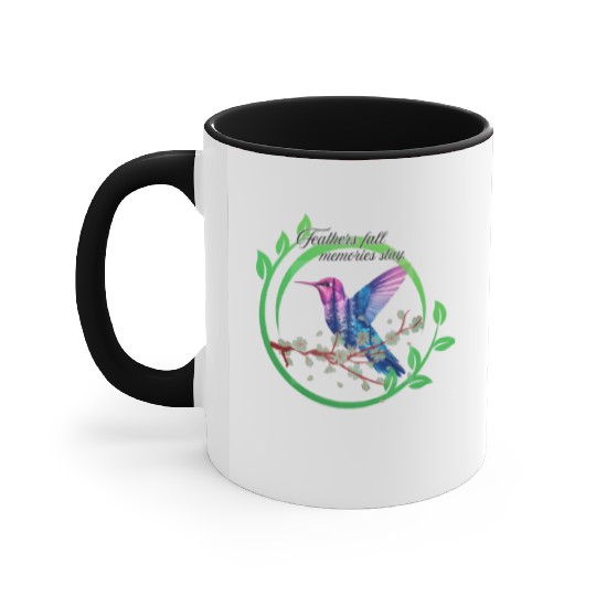 Vibrant Hummingbird and Blossoms Design Accent Mugs