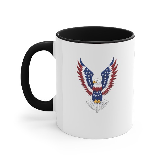American Bald Eagle with USA Flag Wing Art Design Accent Mugs