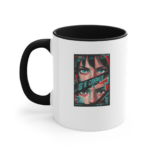 Cyberpunk Eyes Art Print Accent Mugs