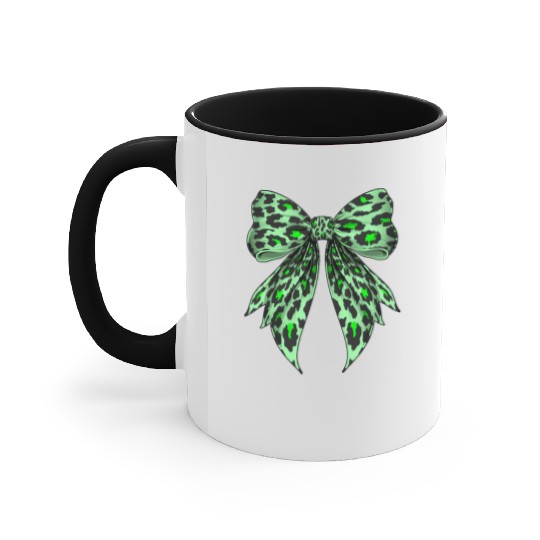 Coquette Bow Cheetah Animal Pattern Lime Green Accent Mugs