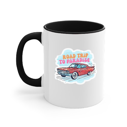 Vintage Classic Car Road Trip Design Accent Mugs