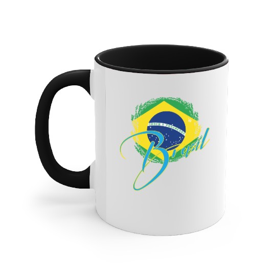 Brazil Flag Accent Mugs