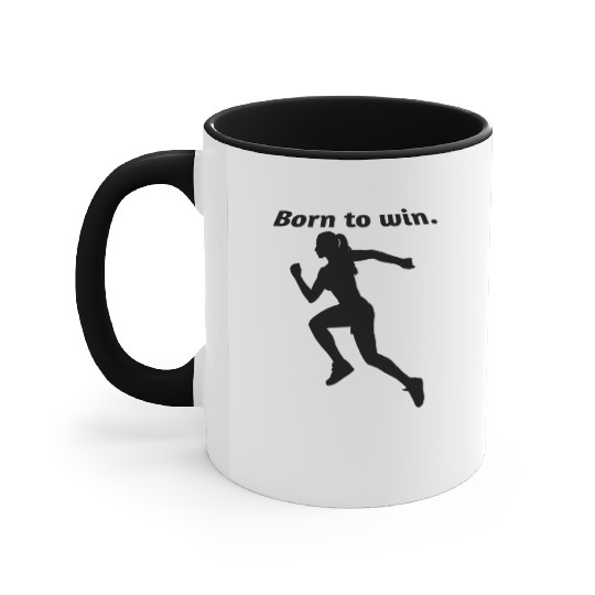 Empowering Born to Win Text Design Accent Mugs