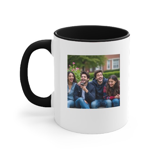 Joyful Group Friendship Illustration Accent Mugs
