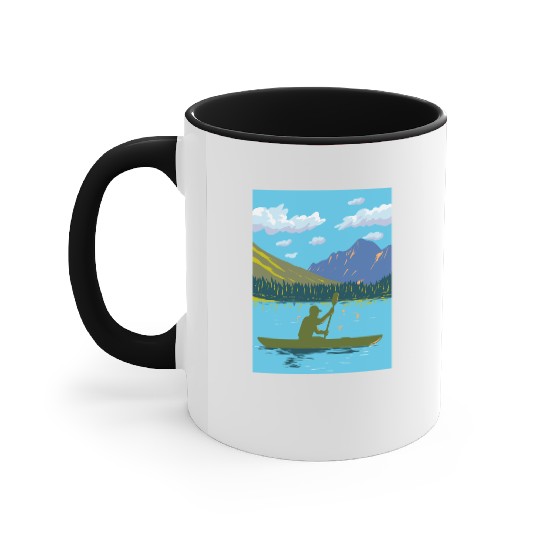 Kayak in Lake Josephine Glacier National Park WPA Accent Mugs