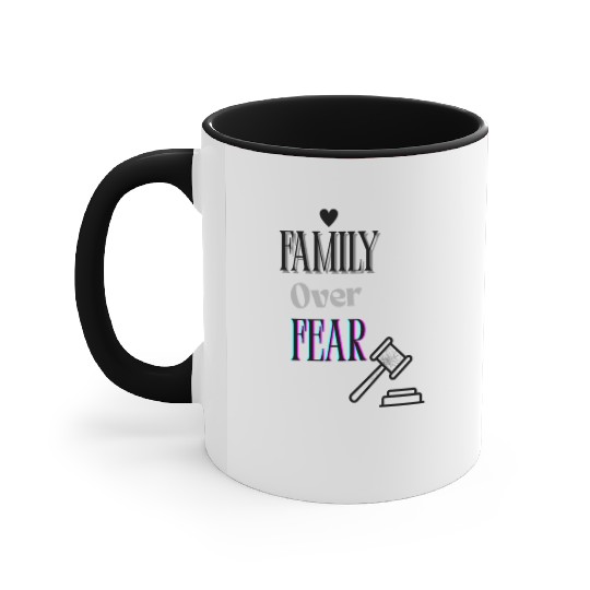 Family Over Fear Neon Typography Design Accent Mugs
