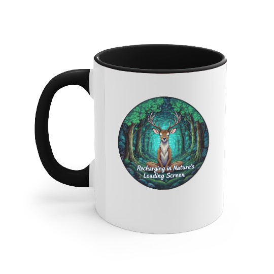 Enchanted Forest Deer Meditation Design Accent Mugs