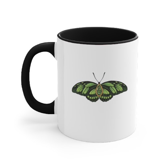 August Green Peridot Dido Longwing Butterfly Art Accent Mugs