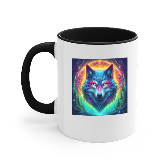 Mystic Luminescent Wolf Artwork Accent Mugs