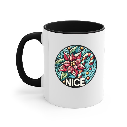 Festive Poinsettia Holiday Patch Accent Mugs