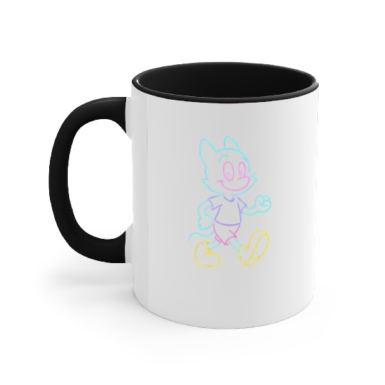 Colorful Neon Cat Running Design Accent Mugs