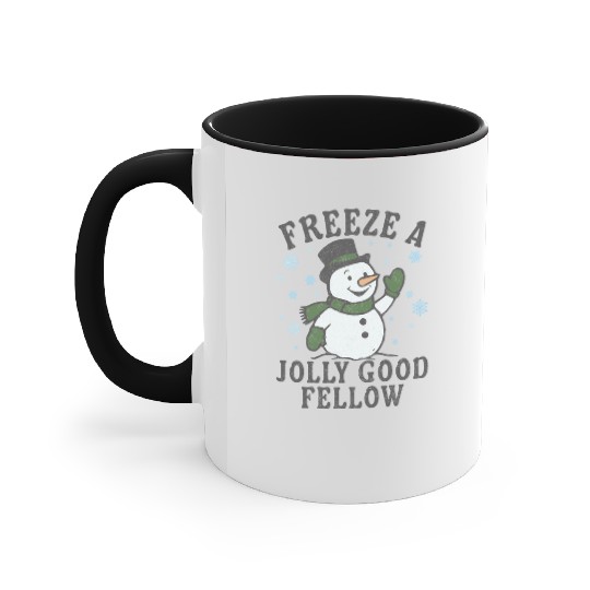 Frosty Snowman Jolly Greeting Design Accent Mugs
