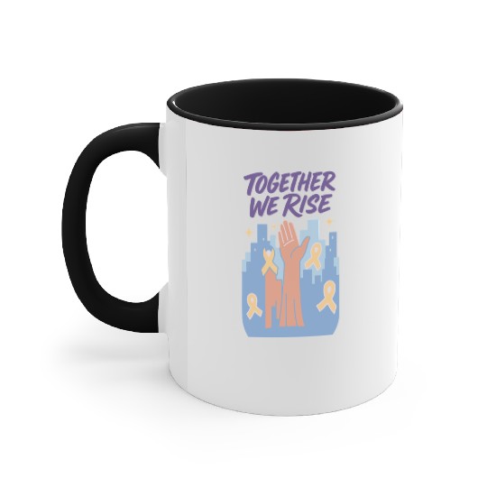 Together We Rise │ Childhood Cancer Awareness	 Accent Mugs