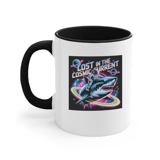 Cosmic Shark Astronaut Adventure Accent Mugs