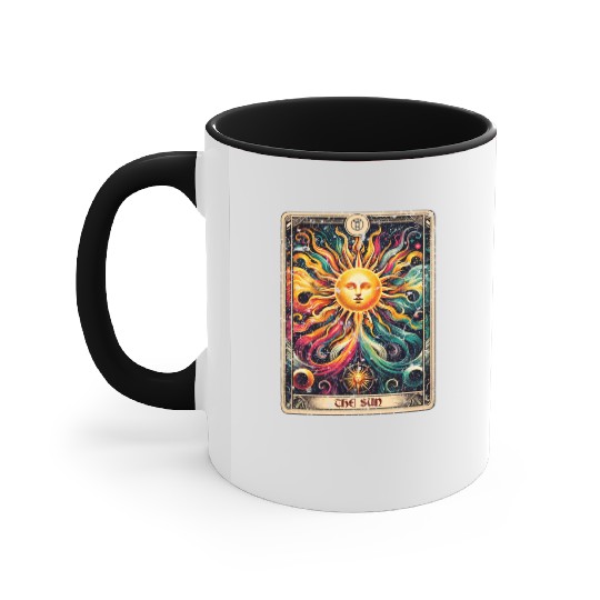 Distressed Grunge Worn Style The Sun Tarot Card Accent Mugs
