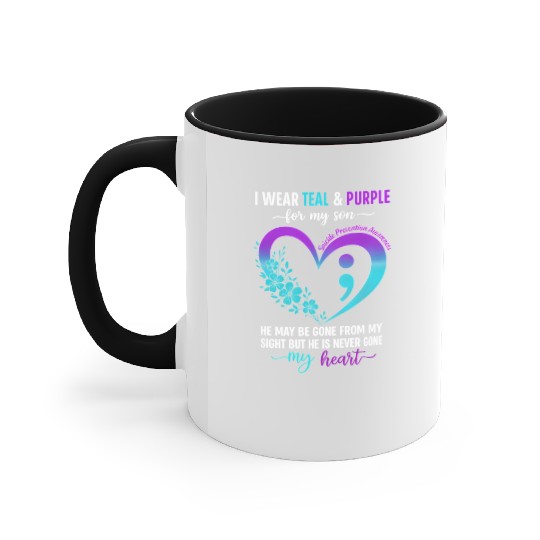 I Wear Teal & Purple for My Son Suicide Prevention Accent Mugs