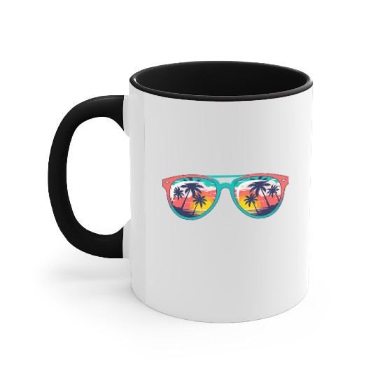 Sunset Palm Tree Tropical Sunglasses Accent Mugs