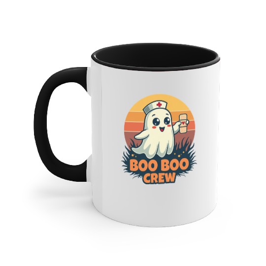 Halloween Boo Boo Crew Cute Ghost Nurse Doctor Accent Mugs