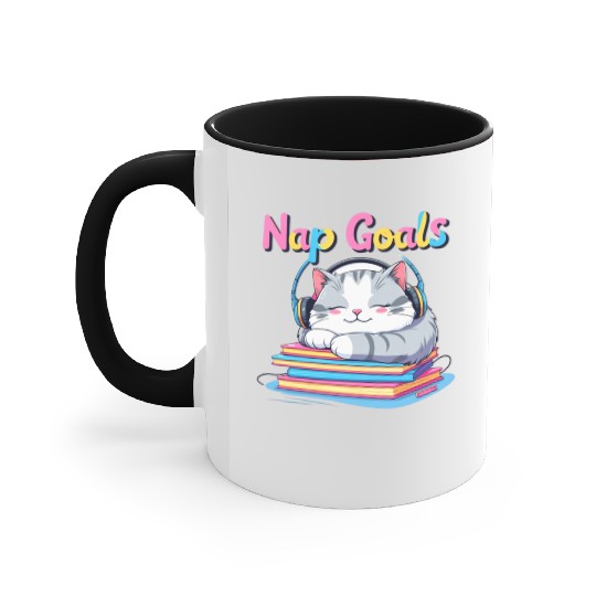Cute Cat Nap Goals Design Accent Mugs