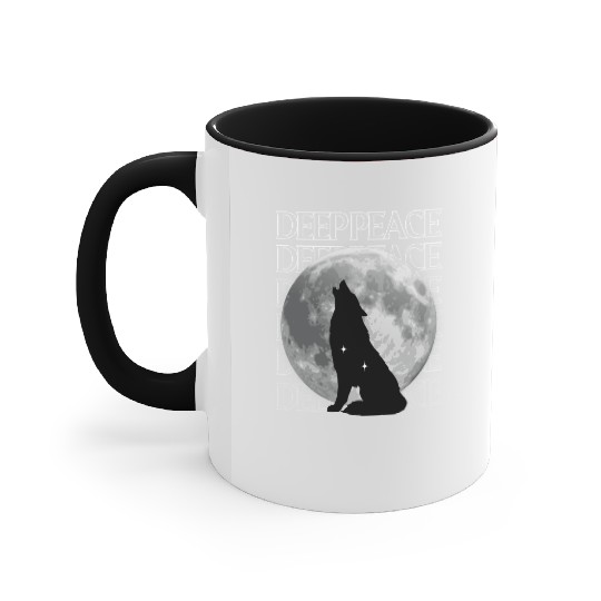 Wolf Howling at Full Moon Design Accent Mugs