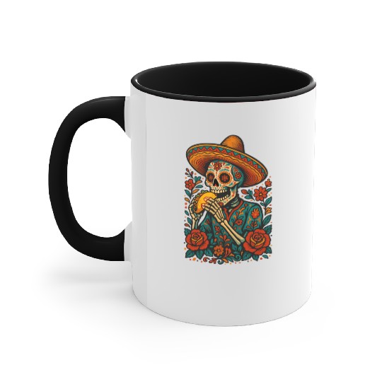 Day of the Dead Skeleton Eating Taco Mexican Folk  Accent Mugs