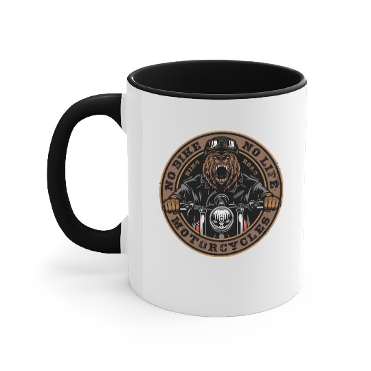 Roaring Bear Motorcycle Bike Life Accent Mugs