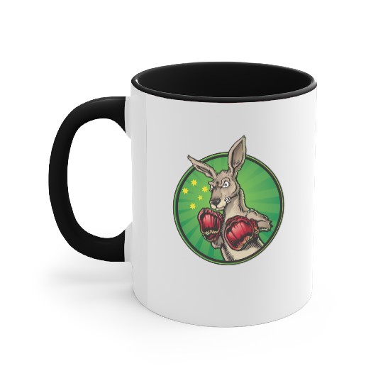 Boxing Kangaroo Accent Mugs