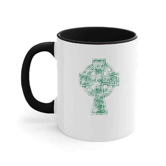 Classic Vintage Style Celtic Cross Crucifix Accent Mugs