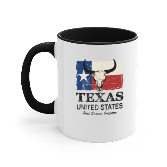 Texas Bull Flag - Vintage Look Accent Mugs