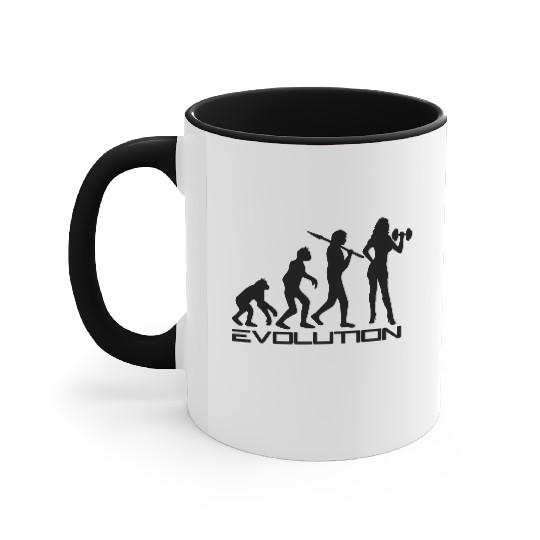 evolution sexy woman female hot gym muscle strong Accent Mugs
