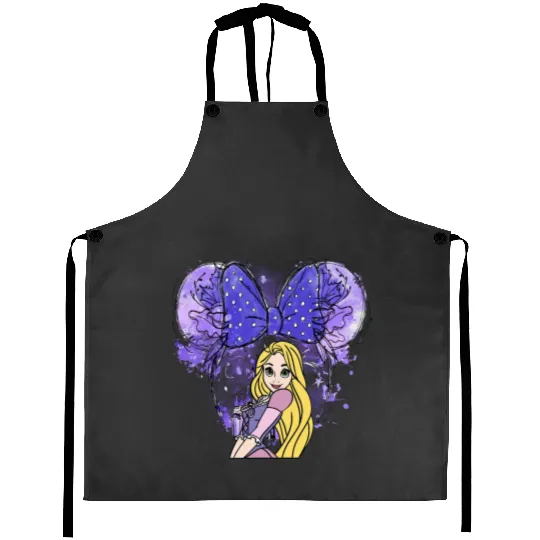 Rapunzel Mickey Ears Aprons, Disney Princess Aprons, Rapunzel Watercolor Castle Aprons