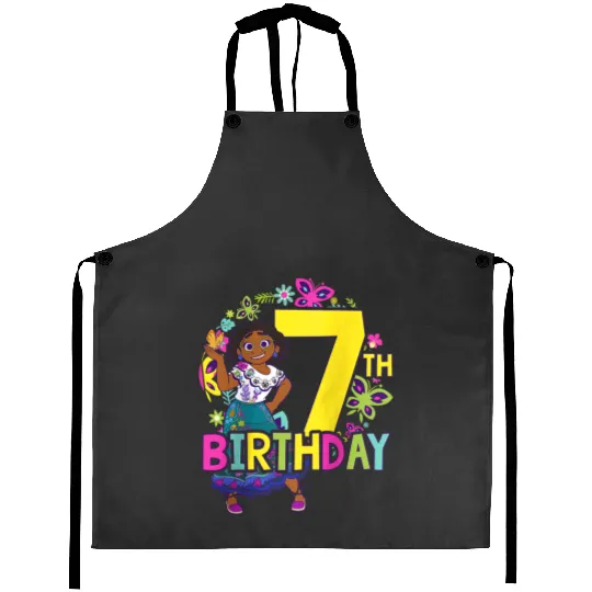 Disney Encanto Maribel 7th Birthday Floral Smile Portrait Raglan Baseball Aprons