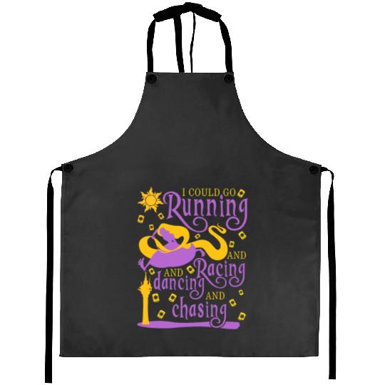 I Could Go Running and Racing Aprons, Rapunzel Tangled Aprons, runDisney Princess Aprons,