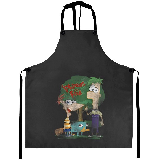Disneys Phineas And Ferb Hanging Out With Perry Distressed Aprons