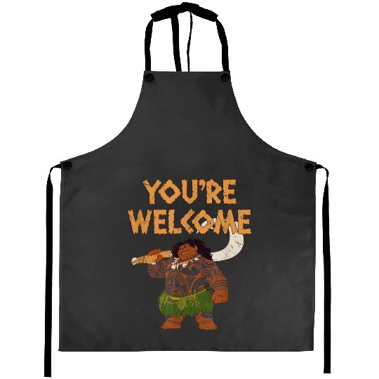 Disneys Moana Maui Confident Pose You're Welcome Retro Logo  Gifts Aprons