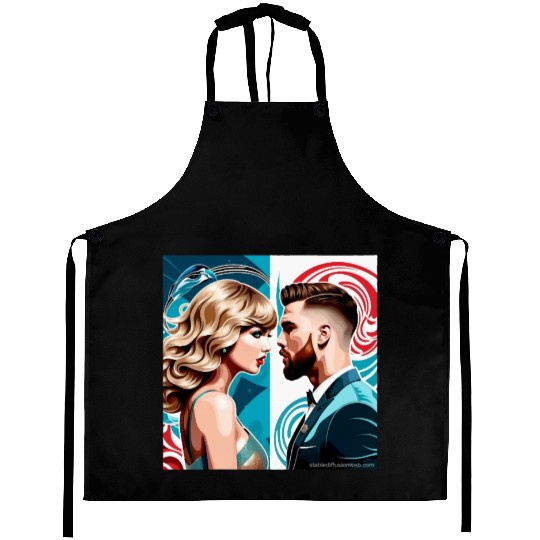 taylorr Swift and Travis Kelce art Aprons