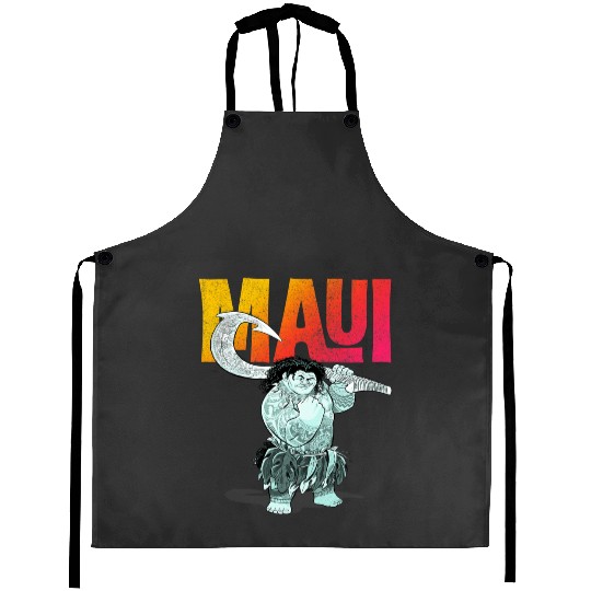 Disney Moana Maui Gradient Text Tough Pose Portrait Aprons